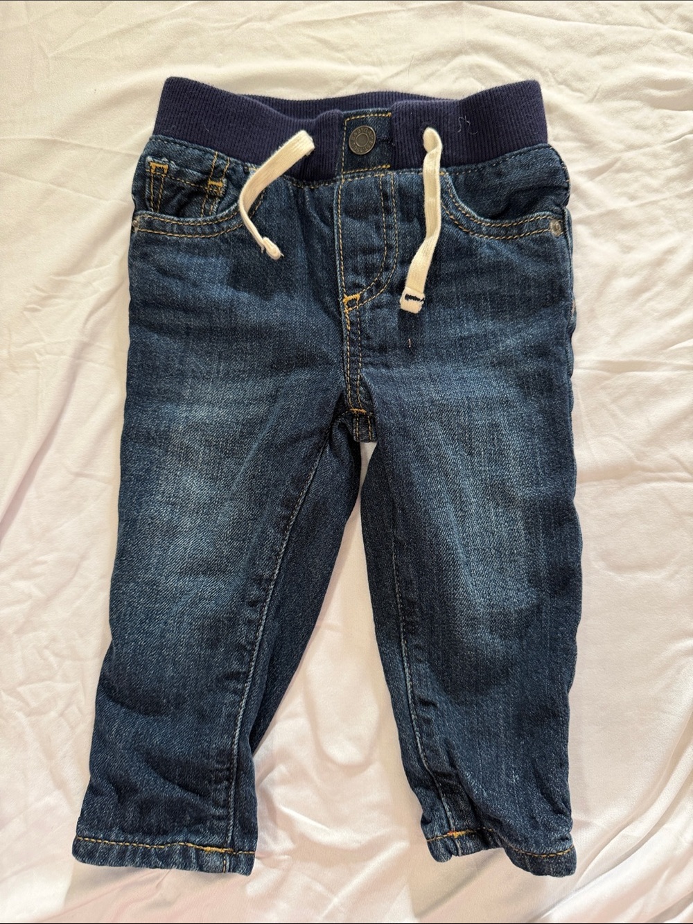 GAP Kids Navy Pull-On Denim Lined Joggers with Drawstring